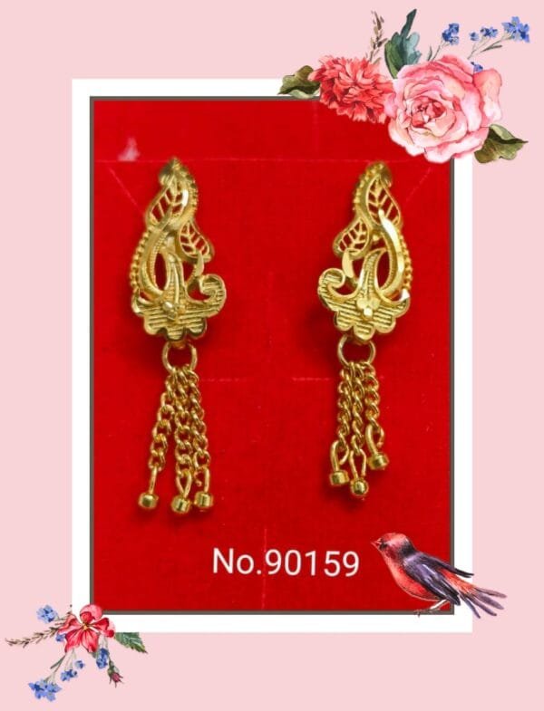 Stylish One Gram Gold Plated Chain Tops – Daily Wear Earrings with 6-Month Warranty